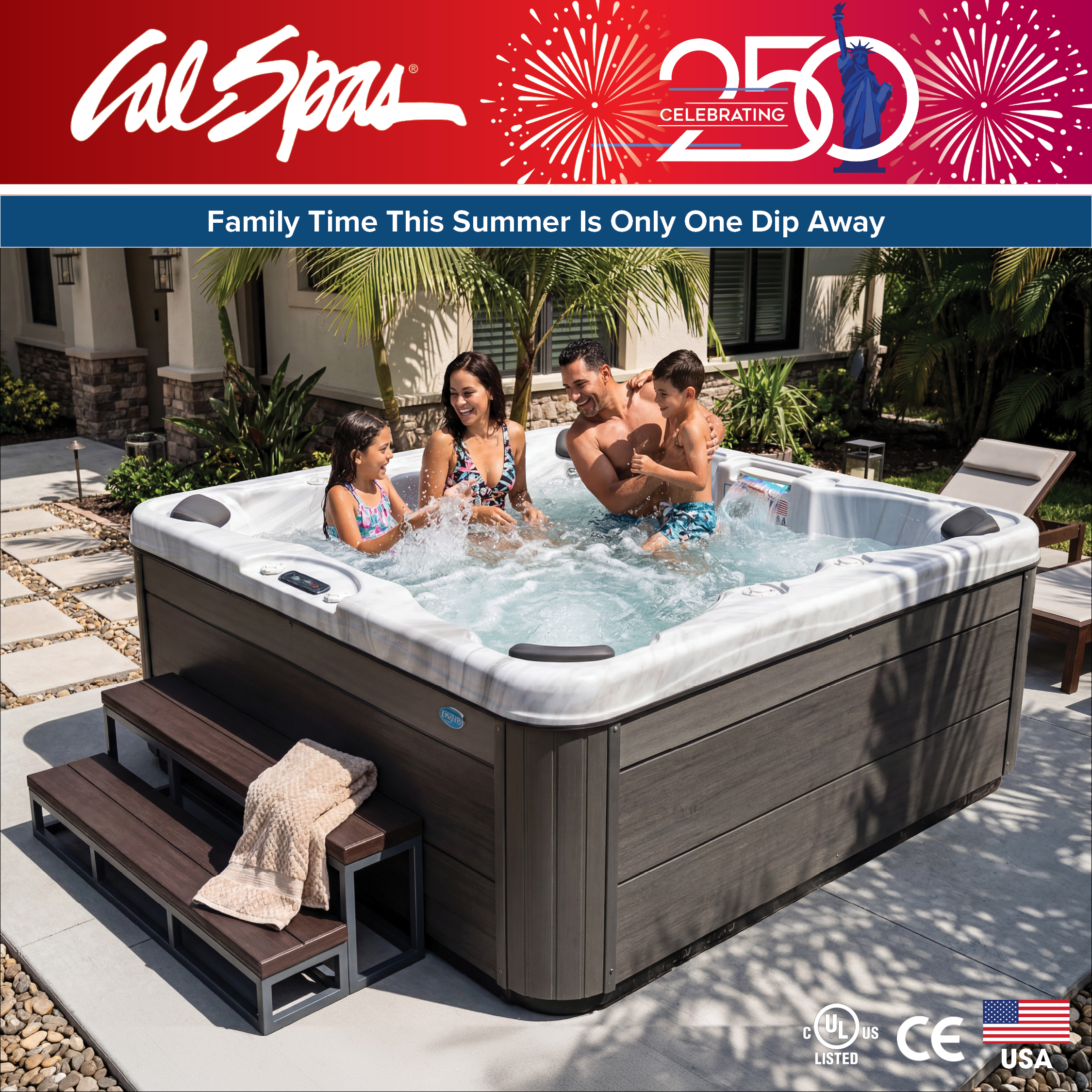Calspas hot tub being used in a family setting - Monterey Park